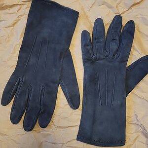 Lands' End Dark Blue Suede Gloves